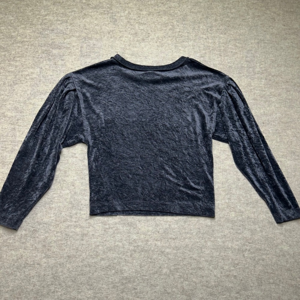 We The Free Crushed Velvet Top XS Long Sleeve Gray Casual Shirt EUC - Picture 7 of 7